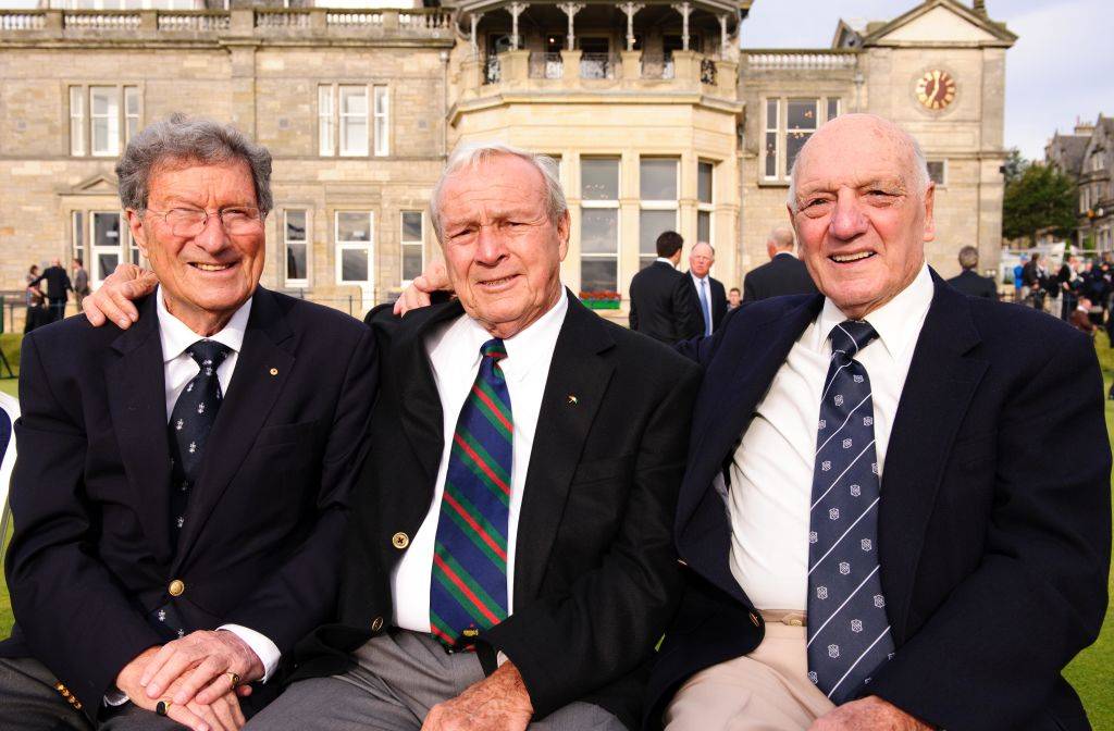 (l-r) Open greats Peter Thomson, Arnold Palmer and Roberto De Vicenzo
